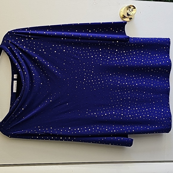 🟡SUSAN GRAVER Cowl Neck Tunic (Purple w/ Gold, Medium) - Picture 3 of 9